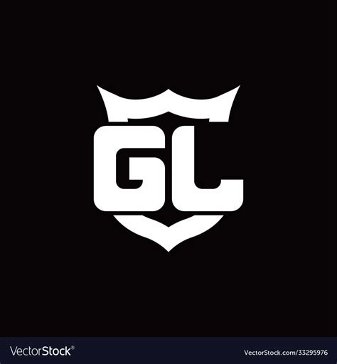 Gl Logo Monogram With Shield Around Crown Shape Vector Image
