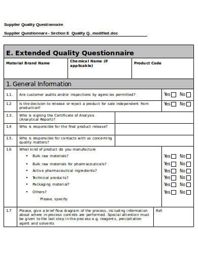 9 Supplier Evaluation Questionnaire Templates In Ms Word Pdf