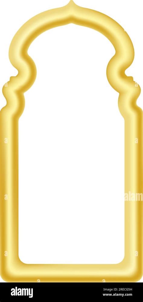 Golden Frame In Oriental Style Islamic Gold Arch Vector Illustration