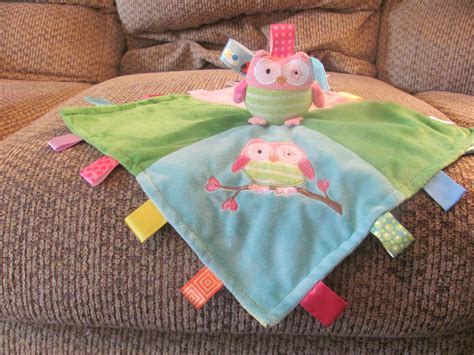 Mary Meyer Baby Taggies Owl Lovey Patchwork Pink Green Blue Security