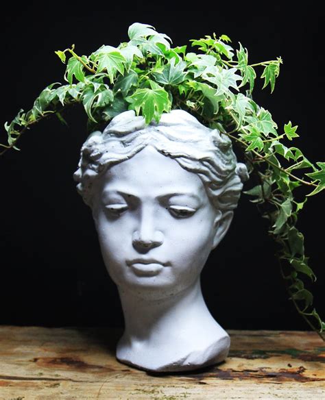 Female Head Planter Concrete Head Planter Art Goddess Etsy Uk