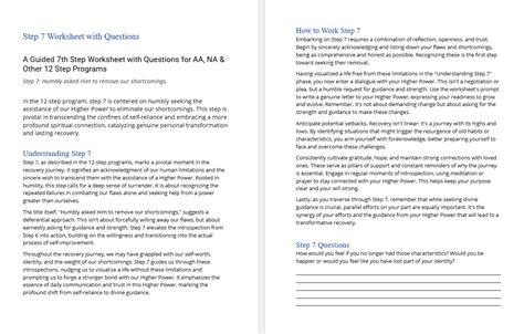 Step 7 Worksheet With Questions Free Pdf Download And Print 12 Steppers