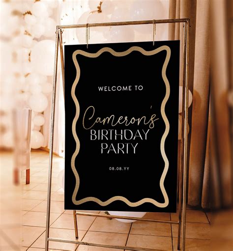 Wave Black Gold | Printable Welcome Sign Template – Black Bow Studio