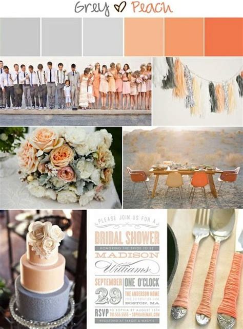 Wedding Color Combinations Grey And Peach Inspiração Para Casamento