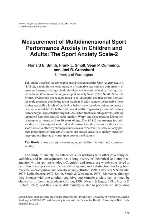 Pdf Measurement And Correlates Of Sport Specific Cognitive And