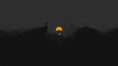 Firewatch Dark Night Minimalis Videogame Landscape Wallpaper Hd