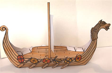 Viking Longboat Template Printables Miniature Viking Ship And House