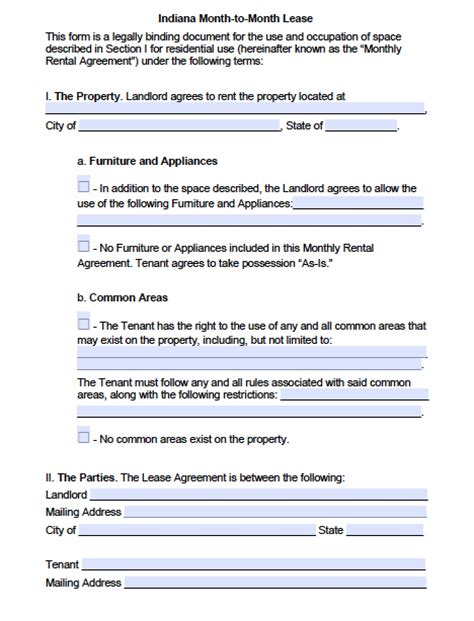 Free Indiana Lease Agreements 6 Residential Commercial Word Pdf Eforms