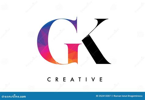 Gk Letter Design With Creative Cut And Colorful Rainbow Texture Stock