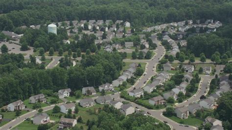 5k Stock Footage Aerial Video Of A Birds Eye View Of Town Homes Row