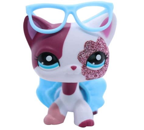 Littlest Pet Shop Lps Shorthair Cat 2291 And Pink White Sparkle Glitter