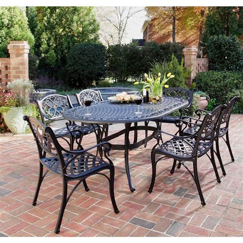 Home Styles Biscayne Black 7 Piece Patio Dining Set 5554 338 The Home