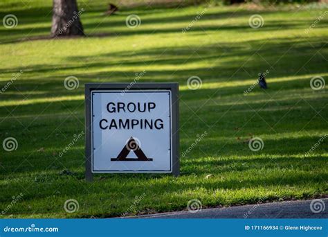 A Group Camping Sign Marks The Designated Group Camping Area For