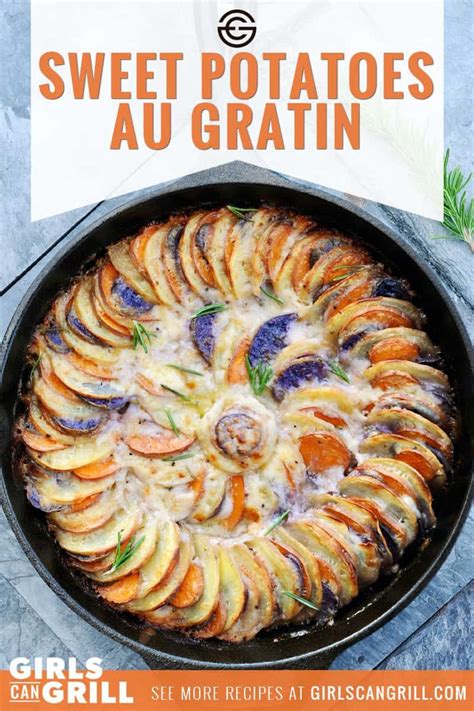 Savory Rainbow Sweet Potatoes Au Gratin Recipe Potatoes Au Gratin Sweet Potato Gratin Au