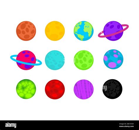 Cartoon Planet Set Space Vector Illustration Collection Of Celestial