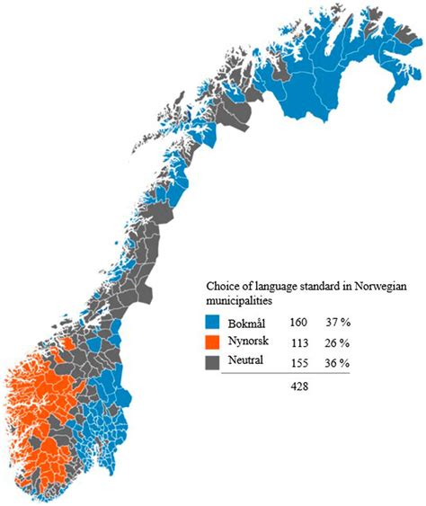 Language Choice In Norwegian Municipalities Map By Bolstad 2016 Own