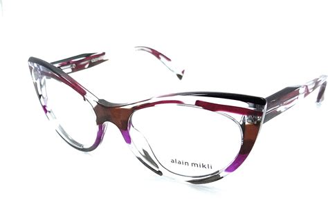 alain mikli rx eyeglasses frames a03087 005 54 18 140 black crystal violet waves