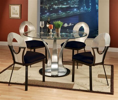 Dining table set for 4,modern kitchen table and chairs for small space,round glass dining table+faux leather dining room chairs set of 5 pieces,easy assembly for home business (table+4 white chairs) 4.6 out of 5 stars. Contemporary Glass Top Round Table with 4 chair Lowest ...