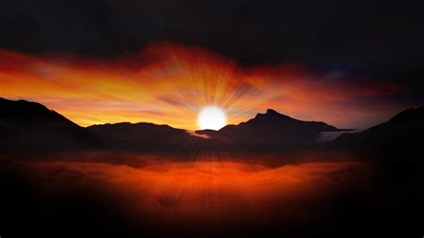 Download Nature Mountain Sunbeam Sun Sunrise 4k Ultra Hd Wallpaper