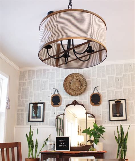 House Homemade Embroidery Hoop Chandelier Shade Tutorial