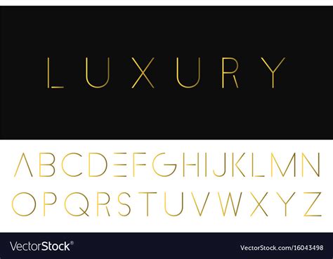 Gold Minimalistic Font Luxury English Alphabet Vector Image