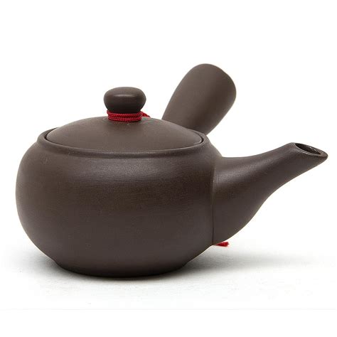 Yixing Clay Teapot With Side Handle And Red Crochet Lid Leash Tea