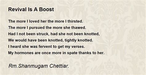 Revival Is A Boost By Rm Shanmugam Chettiar Revival Is A Boost Poem