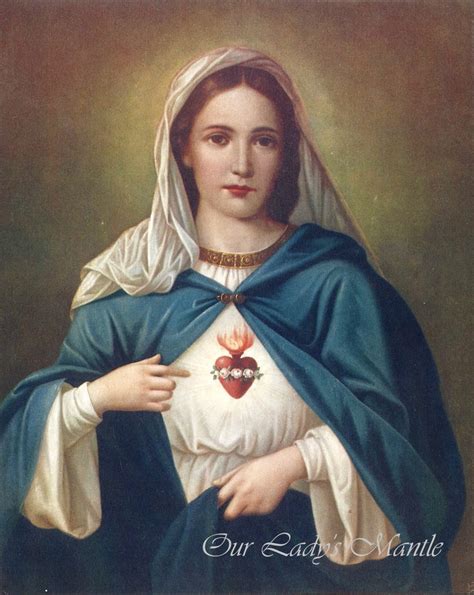 Immaculate Heart Of Mary Picture Print Catholic Art Blessed Mother Mary Vintage Holy Cards