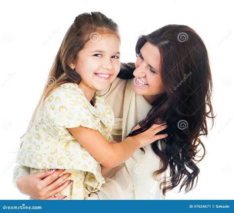 Little Girl Hugging Her Mother Stock Image Image Of Caucasian