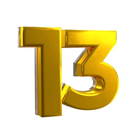 3d Number 13 Mental Yellow 10885821 Png