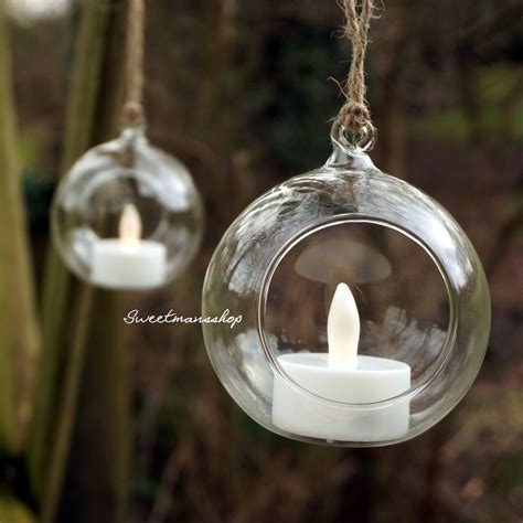 Details About Hanging Glass Candle Tealight Holder Clear