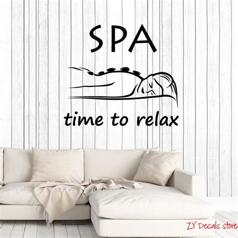 time to relax quote vinyl wall decal spa salon quote woman massage room saying art decor