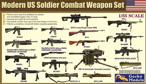 Gecko Models 35gm0082 135 Modern Us Soldier Combat Weapon Set