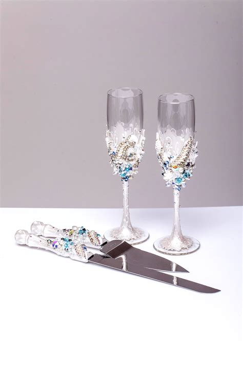 Personalized Wedding Glasses And Cake Server Set Cake Cutter Etsy Con Imágenes Copas Boda