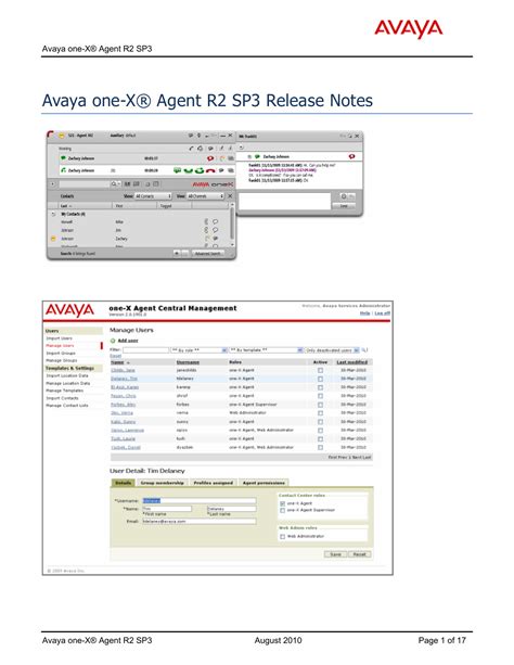 Avaya One X Agent R2 Sp3 Release Notes Manualzz