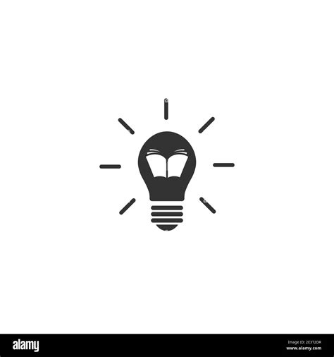 Black Bulb With Open Book And Rays Flat Icon Isolated On White