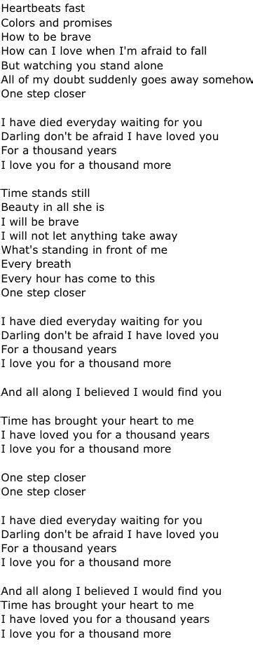 A Thousand Years Music Lyrics Song Lyric Quotes Favorite