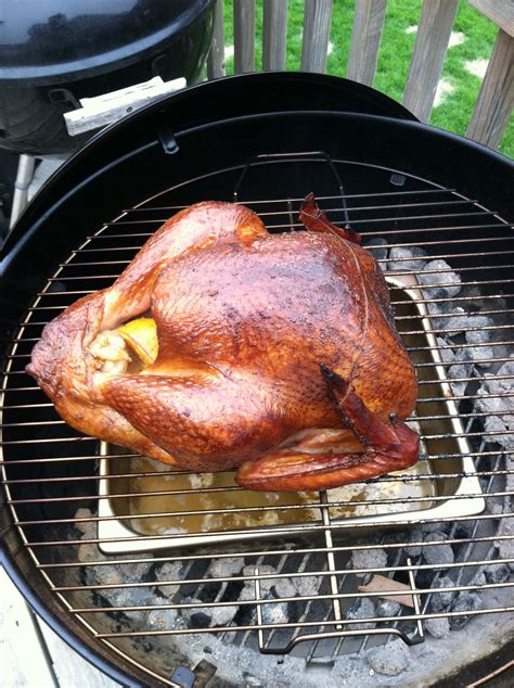 weber grilled smoked turkey soaked in brine for 12 hours then charcoal grilled smoked it was