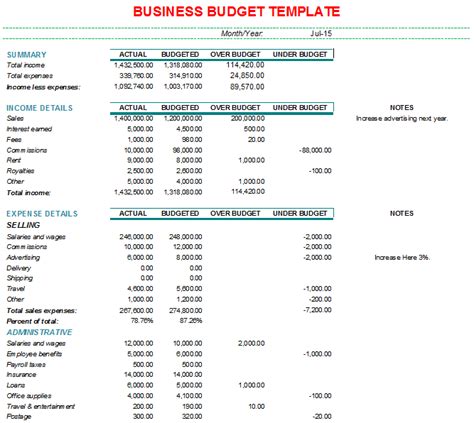 Business Budget Templates Find Word Templates