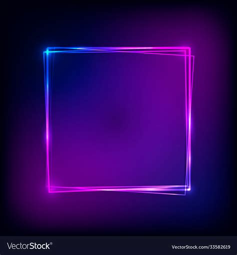 Neon Square Frame With Lights Royalty Free Vector Image