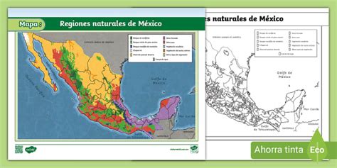 Mapa Regiones naturales de México teacher made Twinkl