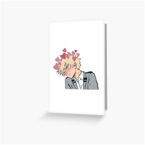 Blushing Bakugo Colored Version 2 Greeting Card By Skychloearts