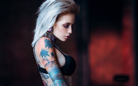 Wallpaper Face Women Model Blonde Dyed Hair Long Hair Photography Singer Tattoo