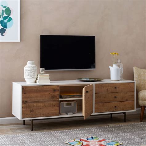 Reclaimed Wood And Lacquer Media Console 70 Wood Media Console