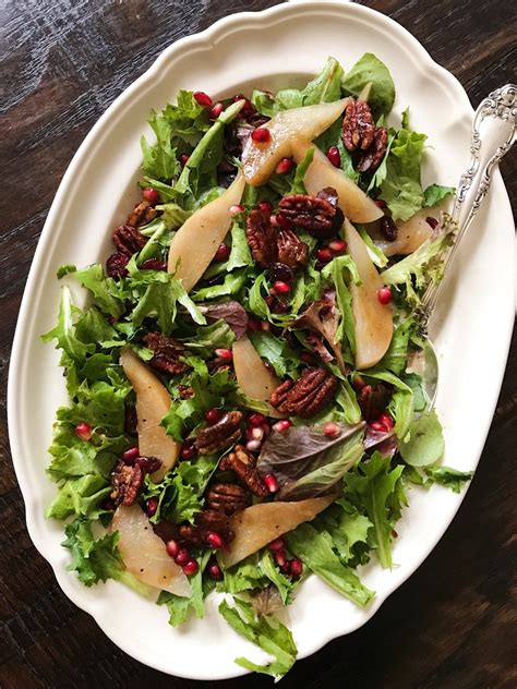 Perfectly Poached Pear Salad With Pomegranates