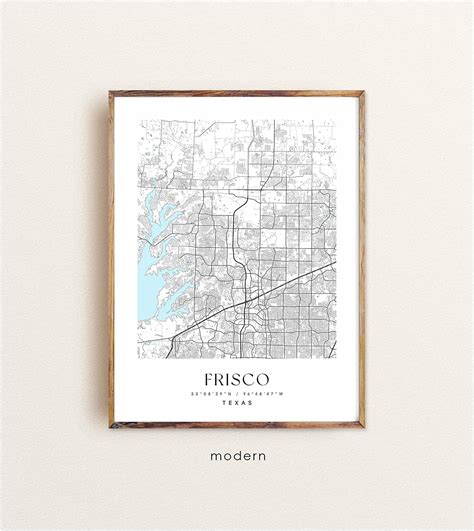 Frisco Texas Modern Map Poster 11x17 12x18 16x24 24x36