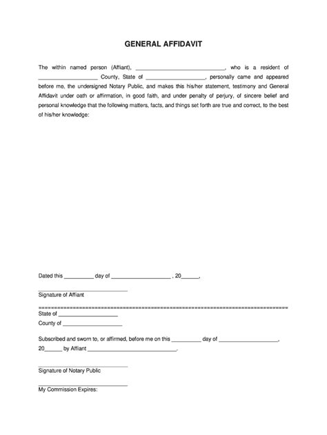 Free Template Affidavit Printable Templates