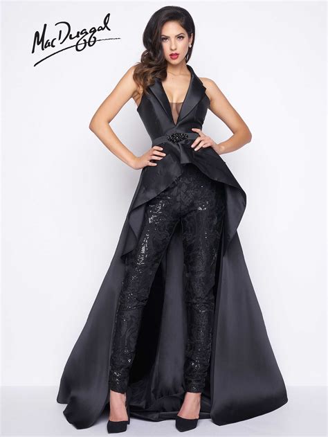 80628r Mac Duggal Sequin Pants Jumpsuit With Tuxedo Collar Spring 2017