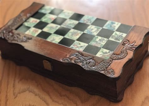 Asian Chess Set Vintage Chess Set Carved Wood Chest Asian Collectors