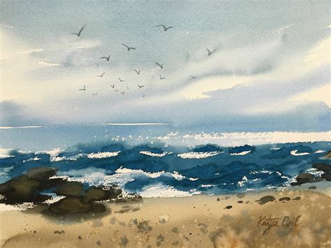 Original Watercolor Painting Seascape Marine Watercolor Etsy